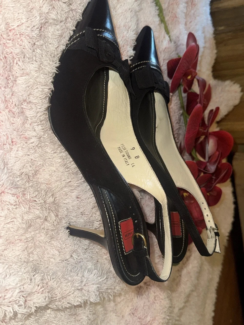 Coach Slingback Heels with Bow Detail